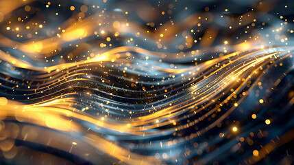 Abstract waves of light and color creating a dynamic, shimmering effect.