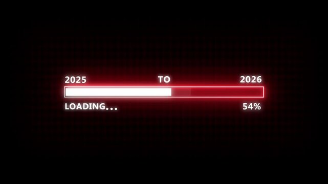 Loading bar from 2025 to 2026 new year transfer animation , arrow direction change new year.