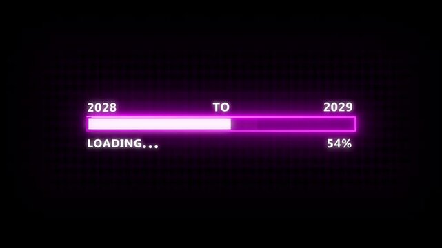 Loading bar from 2028 to 2029 new year transfer animation , arrow direction change new year.