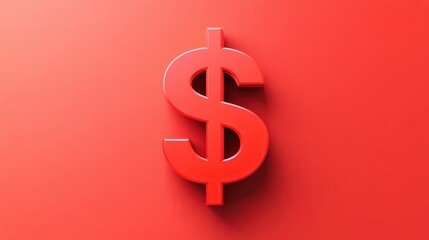 Obraz premium A striking red dollar sign against a vibrant backdrop, symbolizing finance, wealth, and economic growth.
