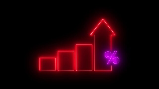 Profit high growth percent icon, stocks, financial, Interest rate and dividend concept. Futuristic raise arrow chart digital transformation abstract technology background.