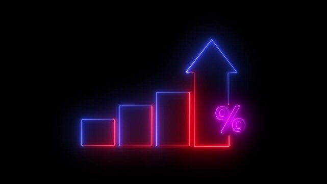 Profit high growth percent icon, stocks, financial, Interest rate and dividend concept. Futuristic raise arrow chart digital transformation abstract technology background.