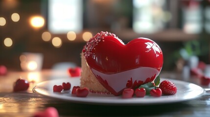 Heart-shaped dessert on romantic table