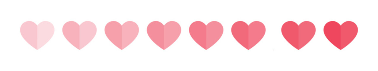 Set of hearts in red color, Red heart icons set vector, Set of hearts of different shapes for web. Heart collection. Vector Art