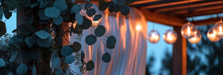 Ethereal Event Setting with Natural Elements and Soft Lighting