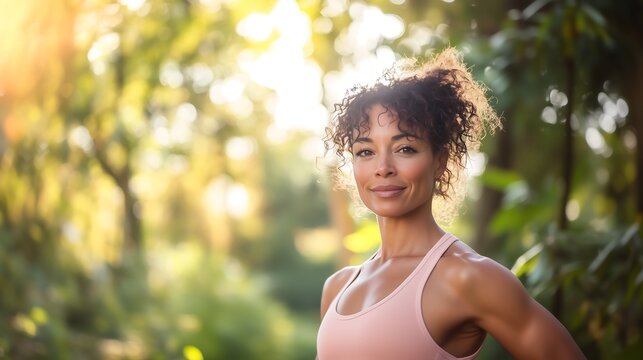 A Black Woman Exercising with Running and Walking in Nature at the Park; Mulher Praticando Corrida e Caminhada em Meio &agrave; Natureza no Parque