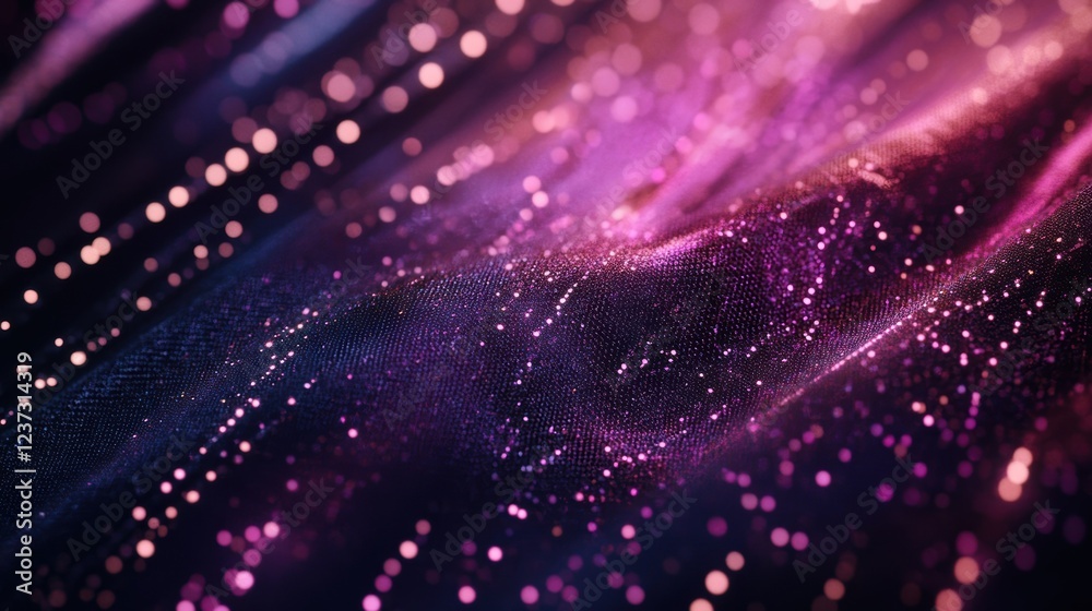 Wall mural abstract pink and purple particles are flowing and glowing, creating a mesmerizing wave pattern agai