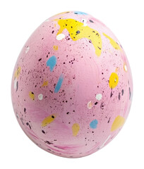 Festive pink speckled egg isolated on transparent background