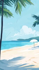 Obraz premium A serene summer beach scene with soft, abstract tones capturing the essence of relaxation.