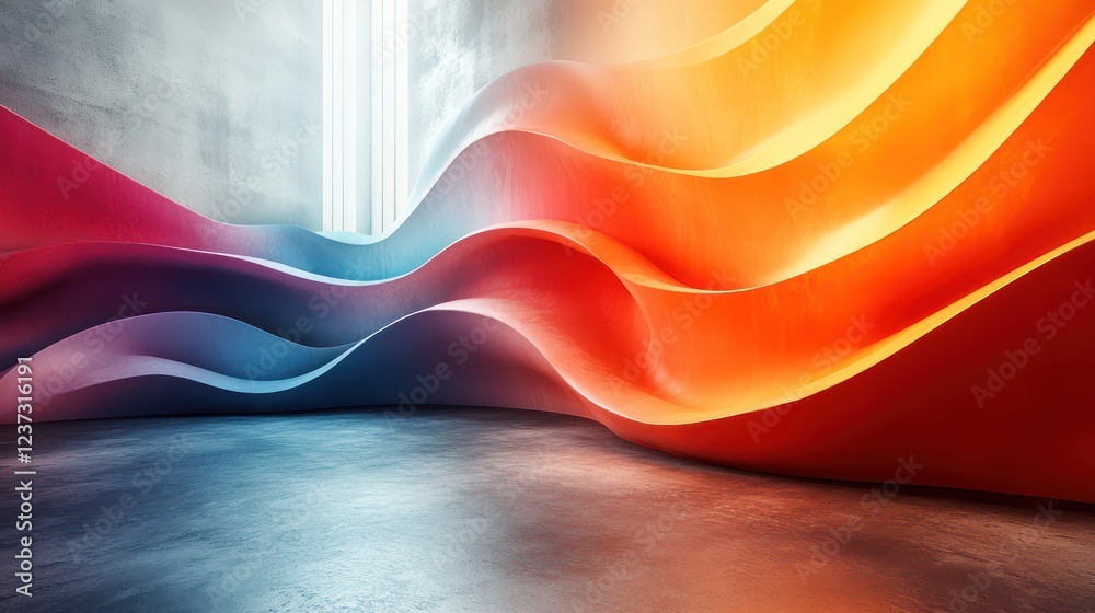 Sticker abstract circular gradient waves radiating bright colors with smooth textures