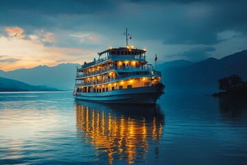 Obraz premium A passenger ships in the lake.