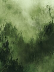 Fototapeta premium Enigmatic Green Forest Landscape: A Mystical and Serene Digital Painting.