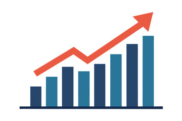 Graph with rising trend vector art illustration