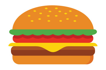 Large delicious juicy smoky burger vector art illustration