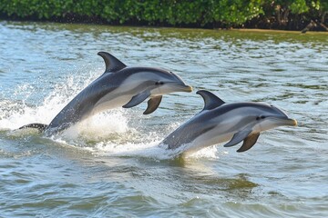 Obraz premium Family of Spinner Dolphins in the Wild.