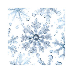 Magnified Pattern of Snowflakes Isolated on Transparent Background