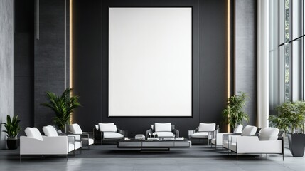 Modern Minimalist Living Room with Elegant Furniture and Art Space