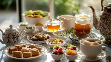 Afternoon Tea Party: A Delightful Spread of Pastries and Tea