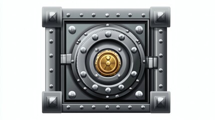 Secure and Sturdy Metallic Safe with Golden Lock Mechanism Design