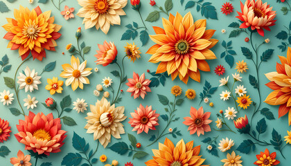 A Stunning Floral Tapestry: Paper Flowers in Vibrant Hues