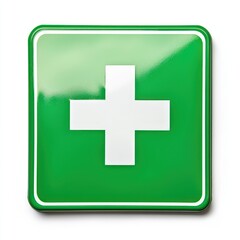 Obraz premium A green first aid sign symbolizing safety and emergency response, designed according to ISO 7010 Isolated on white background