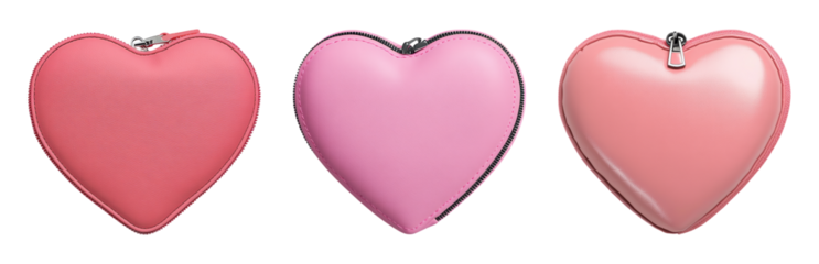 Three  Heart-Shaped Cases Isolated on transparent background
