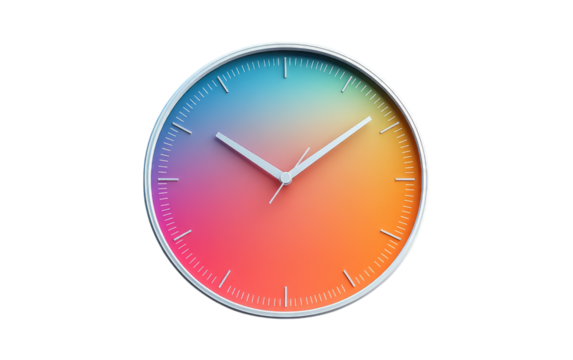 Colorful Clock on Transparent Background