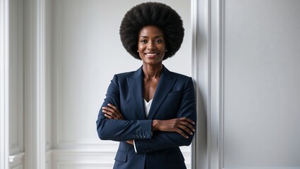 A poised businesswoman showcasing her vibrant personality and style.