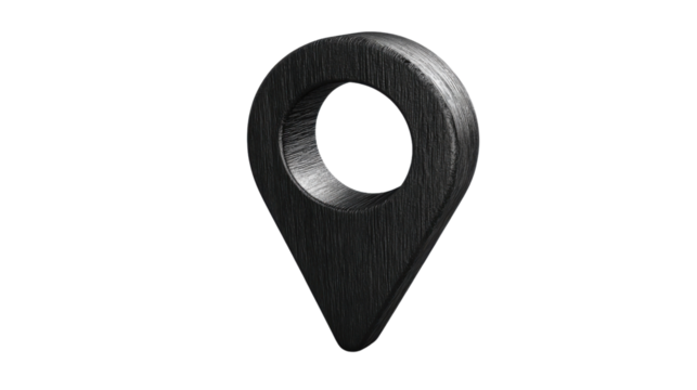 Black wooden map pointer icon isolated on transparent background