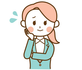 スーツを着た女性が心配しているイラスト