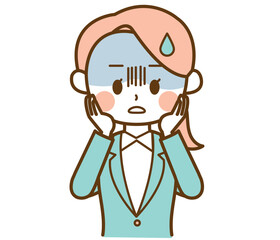 スーツを着た女性がショックを受けているイラスト