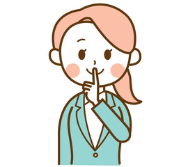 スーツを着た女性が静かにしているイラスト