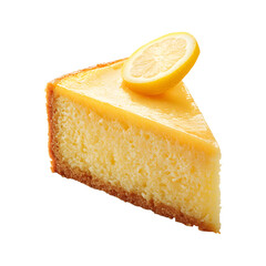 Slice of Sugar-Free Lemon Cake with Lemon Topping Isolated on Transparent Background