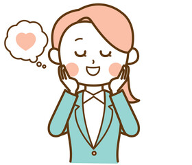 スーツを着た女性がうっとりしているイラスト