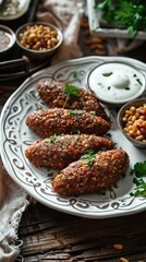 Kibbeh - The traditional Arabian snack, known in Brazil as Quibe. AI generated illustration