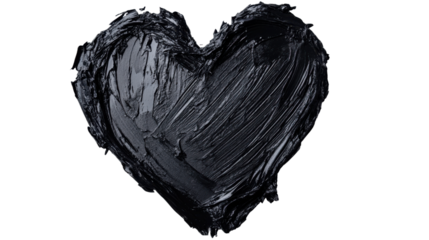 Black heart shape representing love and romance on transparent background