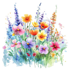 Rainbow Flowers Clipart | Colorful Floral Vector Illustration