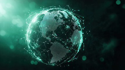 Obraz premium A Stylized globe with green energy sources representing global investment strategies