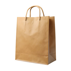 Brown paper shopping bag isolated on transparent background