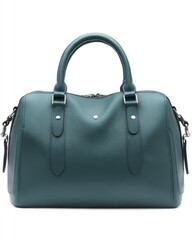 Teal Leather Handbag Stylish Travel Accessory.