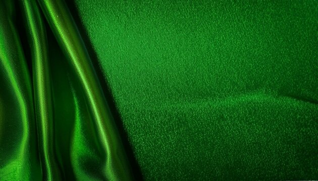 Satin de soie vert. Magnifiques plis doux. Tissu brillant. Fond luxueux avec espace pour le design. No&euml;l, anniversaire, Saint Valentin, 