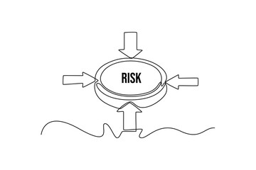 Risk management Concept. Single line draw design vector graphic illustration.