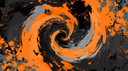 An abstract background featuring swirling patterns of orange and black with splashes of gray, creating a dynamic kaleidoscopic effect. kaleidoscopic. illustration. Kaleidoscopic Patterns. Illustration