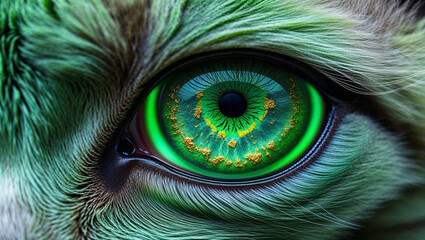 Obraz premium Mystical Green Cat Eye Digital Art Print