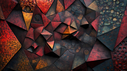 Close-up of textured kaleidoscopic geometric patterns in rich tones. Kaleidoscopic Patterns. Illustration