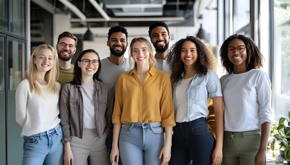 Fototapeta premium Diverse group of smiling young professionals together