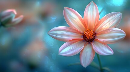 Fototapeta premium Peach flower bloom, garden bokeh background, spring nature, floral design.