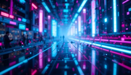 Fototapeta premium Cyberpunk Holographic Glow Abstract Background