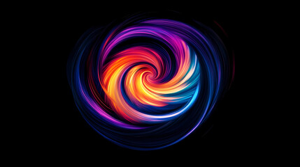 Naklejka premium Vibrant kaleidoscopic patterns swirl against a deep black backdrop, creating a captivating and mesmerizing abstract design. Kaleidoscopic Patterns. Illustration