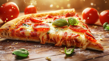 delicious fresh pizza with cheese ready to eat